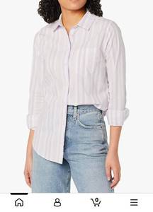 lot 18712 image: Womens Striped Button-Down Shirt pink size L - Retail $20