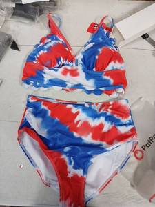 lot 18715 image: PatPat Womens Red White and Blue Tie-Dye Bikini Set Medium- Retail $18
