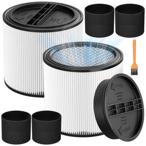 lot 19817 image: 90304 Replacement Filter Kit Compatible with Shop Vac Cartridge Filter 90350 90304 90333 90585, Fits Most 5 Gallon and above Wet Dry Vacuum Cleaner (2241) - Retail $22