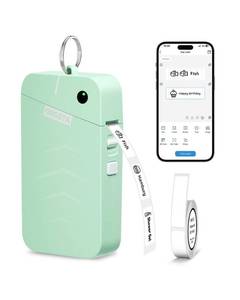 lot 19821 image: ORGSTA S001 Label Maker Machine with Tape, Portable Bluetooth Label Maker for Home and Office Organization, Thermal Label Printer Mini Sticker Maker with Multiple Templates, Green - Retail $18