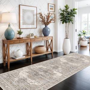 lot 19825 image: RUUGME Washable 3X8 Runner Rugs - Large Boho Rugs for Living Room Stain Resistant Carpet Vintage Tribal Rugs for Bedroom Kitchen Bathroom Non Slip Backing Home Decor Floor Decoration Mat 3x8 Beige - Retail $40