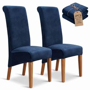 lot 19827 image: Deisy Dee Stretch XLOversized Extra Large Velvet Dining Room Chair Covers for Kitchen Dining Removable Washable Chair Protectors Slipcovers (Navy, 2) - Retail $23