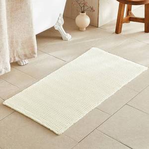lot 19831 image: TYUU Cream White Bathroom Rugs, Waffle Bath Mat Non Slip Washable Super Absorbent Quick Dry Boho Farmhouse Bathroom Decor, 48x24 Cream White - Retail $37