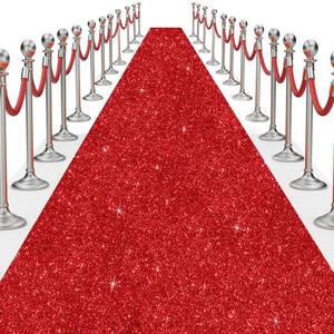 lot 19834 image: Glitter Carpet Runner for Party 2.6 X 30 ft Glitter Non-Woven Fabric, Carpet Rug for Event, Aisle Runway Runner for Wedding Ceremony, Movie Theme Party Decorations (Glitter Red, 2.6FTx30FT) - Retail $24