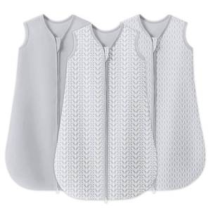 lot 19838 image: SWEET DOLPHIN Baby Sleep Sack 0-6 Months - 100% Cotton 2-Way Zipper TOG 0.5 Infant Wearable Blanket, Newborn Essentials Toddler 3 Pack Sleeping Sacks - Grey - Retail $27