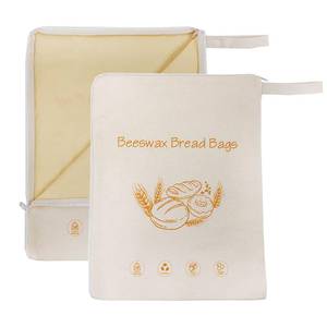 lot 19848 image: Lorine Beeswax Lining Bread Bags, Reusable Bread Bags for Homemade & Sourdough Bread, Large capacity 13  17, Moisture Lock with Zip for Bread Freshness with Sealing (2 PCS) - Retail $35