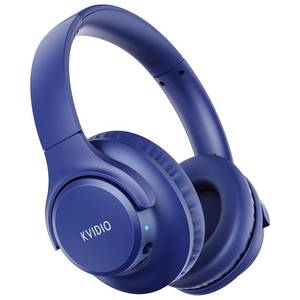 lot 19850 image: KVIDIO Bluetooth Headphones Over Ear, 65 Hours Playtime Wireless Headphones with Microphone, Foldable Lightweight Headset with Deep Bass, HiFi Stereo Sound Low Latency for Travel Work Cellphone - Retail $25