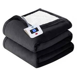 lot 19864 image: Sealy Heated Electric Blanket Full Size, Flannel & Sherpa Heating Blanket with with 10 Heating Levels & 1-12 Hours Auto Shut Off, Fast Heating Blanket, Machine Washable, Grey, 80 x 84 Inch - Retail $90