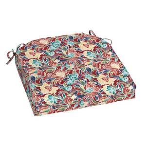 lot 26167 image: 20 in. W x 20 in. D Universal Outdoor Seat Pad in Chili Floral - Retail $20