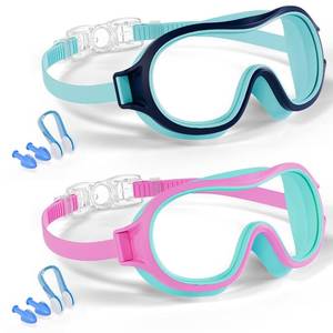 lot 26179 image: Aegend 2 Pack Swim goggles for Kids 3-15, Anti-Fog Anti-UV Wide Vision Waterproof, No leak Swimming goggles for Boys Girls - Retail $13