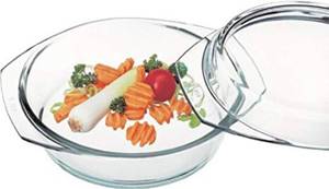 lot 26195 image: Simax Casserole Dish With Lid, 24 Ounce Round Glass Cookware, Oven and Microwave Safe Borosilicate Glass, Made In Europe 0.75 Qt - Retail $26