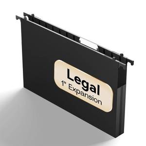 lot 26197 image: NORDUN Plastic Legal Size Hanging File Folders,Heavy Duty 1 Inch Expansion,12 Pack Reinforced Black Legal Hanging Folders Expandable,Adjustable Tabs,File Cabinet Folders for Bulky Files - Retail $30