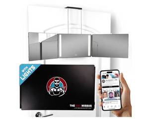 lot 26205 image: The 360 Mirror - 3 Way Mirror for Self Hair Cutting - Adjustable Trifold Barber Mirro to Cut Your Own Hair - Tri Fold Self Haircut System for Men - Three Sided Mirro for Haircuts (With LED) - Retail $35