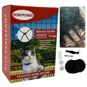 lot 26214 image: HOMYPOWER Cat Netting Balcony, 10x13 ft Stainless Steel Reinforced Bite Tear UV and Weather-Resistant Anti-Fall Netting for Pets, Safety Net for Cat, Small Catio for Apartment Balcony Protection - Retail $37