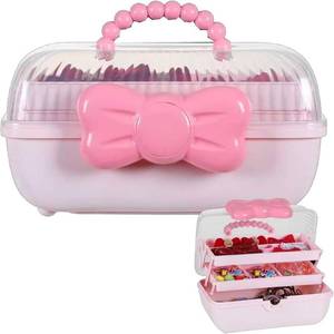 lot 26220 image: Zxioral Cute Girls Hair Accessories Storage Box, Plastic Hair Ties Holder Hair Clips Container Headbands Organizer Gift for Baby Girls Multipurpose Organizer (Pink)