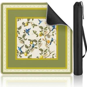 lot 62300 image: Puresora Mahjong Mat for Table Mah Jong Mat Neoprene Travel Chinoiserie Floral Majong Mat Mahjong Gifts for Women Unique Non-Slip Rubber Pad, 31.5 x 31.5, Lemon Bird - Retail $29