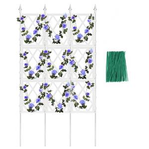 lot 62301 image: WellSign 5.25FT Metal Pipe Trellis for Climbing Plants Outdoor, Garden Wall White Trellis with Garden Twist Tie, Support Tall Plant Fence for Ivy Vines Rose Flower - Retail $34