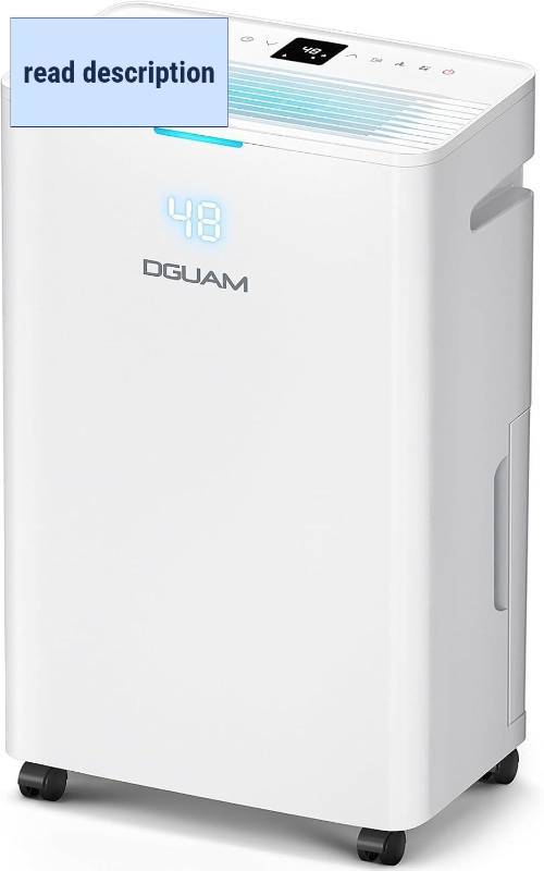 lot 251606 image: Retails for $200 4500 Sq. Ft Dehumidifier, Max 80 Pint Dehumidifier for Basement, Compressor Dehumidifiers for Home with Drain Hose, Smart Humidity Control, Energy Efficient, Quiet for Bedroom, Large Rooms.