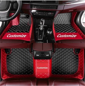 lot 9187157 image: Custom Making Car Floor Mats for 95% Sedan SUV Sports Car Full Coverage Cute Pads Protection Non-Slip Leather Floor Liners (BlackRed)