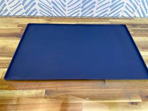 lot 9187329 image: AMZNOVA Dog Food Mat Matguard Dog Bowl Mat, Placemat Food Tray with Lip & Raised Edges for Floor, Waterproof & Silicone for Pet Cat 19 x12  Navy