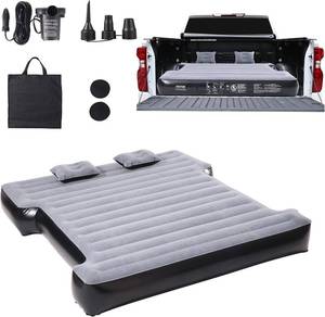 lot 311487 image: VEVOR Truck Bed Air Mattress, for 5.5-5.8 ft Full Size Short Truck Beds, Inflatable Air Mattress Bed with 12V Air Pump 2 Pillows, Carry Bag, for Silverado, RAM, F Series, Sierra, Titan, Tundra