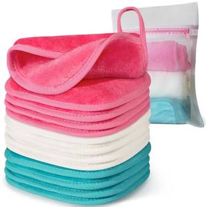 lot 411480 image: Makeup Remover Cloth, 6 x 6 Make Up Towels Reusable Face Cloth for Washing Face, Makeup Remover Pads Microfiber Face Washcloth with Mesh Bag, Just Water, 12 Pack