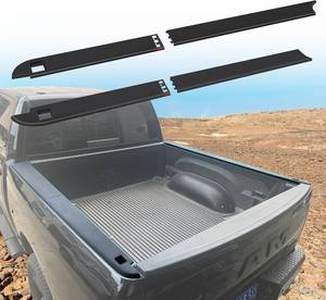 lot 411497 image: 5.7ft Truck Bed Rail Caps Compatible with Dodge Ram 1500 2009-2018, Top Protector Cover Molding Cap, Smooth Finish Back wStake Holes Bedrails Covers Protectors Accessories (Black, 4PCS)