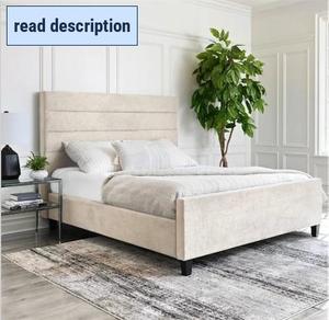 lot 211518 image: Retails for $500 Athena Upholstered King Bed Frame Runners & Headboard