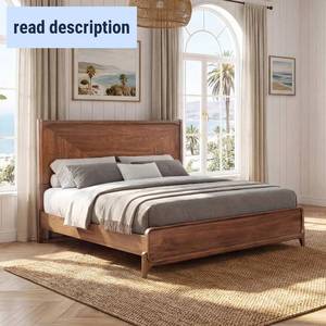 lot 311492 image: Retails for $1100 Rockford Panel Bed Frame, Walnut Veneers King  Cal King (Box 1 of 2)