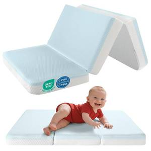 lot 121507 image: 3 Waterproof Full Size Crib Mattress for Baby, 52x27.5 Inch  Portable Crib Mattresses for Toddler, Firm Foam Standard Mattress for Toddler Bed, Travel Trifold Mattress Floor Certified