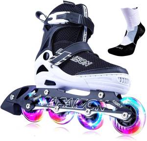 lot 121509 image: PAPAISON Adjustable Inline Skates for Kids and Adults with Full Light Up Wheels, Outdoor Roller Skates for Girls and Boys, Men and Women