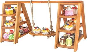 lot 121510 image: Wisreach Wooden 3 Tier Cupcake Stand, Rustic Cupcake Display Stand for Dessert Table, Foldable Serving Tray Tower for Party, Wedding, Birthday, Baby Shower, Holiday Events