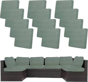 lot 121524 image: 12Pcs Stretch Patio Cushion Covers,Outdoor Couch Covers Replacement,Outdoor Couch & Sofa Slipcovers,for Patio Furniture Cushion Covers,Washable Reusable Furniture Protector (Matcha Green,Cover Only)
