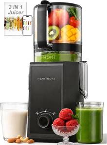 lot 121543 image: Retails for $300 3-in-1 Cold Press Juicer with 3 Filters (For JuiceSorbetNut Milk), With 6.0 Extra-Large Mouth Feed Chute for Vegetables & Fruits, Juicer Machines Large Capacity & Easy to Clean