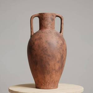 lot 121544 image: Retails for $103 Tall Terracotta Vase Distressed Terracotta Flower Vase with Handles for Living Room Bedroom Hotel Office Decor 20.08 in 51cm