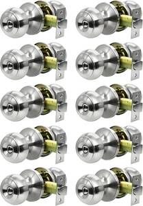 lot 221534 image: Privacy Door Knobs,10 Pack Brushed Nickel Round Keyless Doorknobs Interior Door Knobs for BedroomBathroom, Privacy Function