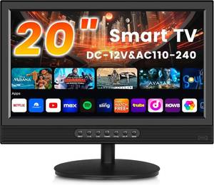 lot 221539 image: Retails for $179 Jexiop 20inch Smart TV,Full HD 1080p LED Flat Screen with ATSC TV,with Built-in HDMIUSBDC-12IN -Suitable for Kitchen Kids Room Basement or RV Camper