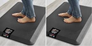 lot 221540 image: GORILLA GRIP Comfortable Cushioned Kitchen Mats for Floor, Waterproof Stain Resistant Top, 34 Inch Thick Ergonomic Standing Desk Anti Fatigue Mat, Supports Ankles and Feet, 17x24, Black (Pack of 2)