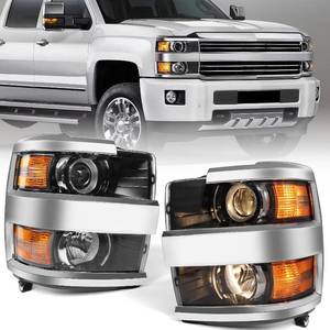 lot 221542 image: Retails for $350 FIONE Halogen Headlights Assembly Compatible with Chevy Silverado 2500 3500 HD 2015-2019 Chrome Housing A Pair Headlamp LH Left Driver & Right Passenger Side