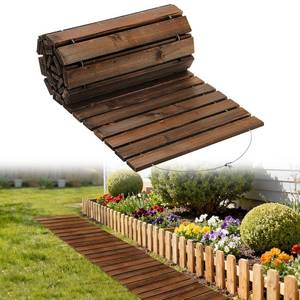 lot 221543 image: 8.2ft Wooden Garden Pathway - Pool Walkway for Above Ground Pools, Weather Resistant Carbonized Pine Roll Out Boardwalk Pavers for Outside Stepping Stones Outdoor Flooring (Brown)