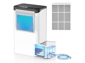 lot 221545 image: Retails for $130 Dehumidifiers for Home, 2.5L Tank, 35dB Quiet, New Rotary Technology Dehumidifier with Drain Hose, Works Down to 1 C34 F, Auto Shutoff, Ideal for Basement Bedroom Bathroom RV Closet