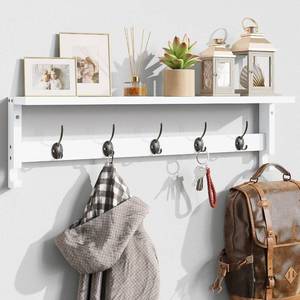 lot 221546 image: AMBIRD Coat Rack Wall Mount with Shelf, 28.9 Inches Coat Hooks Wall Mounted with 5 Hooks, Hat Wall Hooks for Hanging in Entryway, Living Room, Bathroom, Bedroom (White, 28.9  4.5 inches)