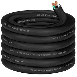 lot 221549 image: Retails for $106 25ft 63 SOOW Cable Portable Power Cable,50 Amp 63 SO Cord SOOW Wire  600V 6 Gauge 3 Conductor Extension Cord for Welder,Generator,NEMA 6-50 Outlets,Motor Leads,Industrial Outdoor,OD 24.3mm