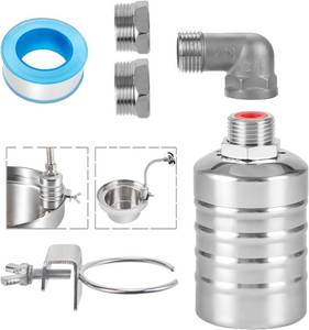 lot 221557 image: Float Valve, 12 to 34 1 304 Stainless Steel Fully Automatic Water Level Controller, Automatic Water Level Control Float Valve for Water Tank, Livestock Troughs, Pool, Distiller