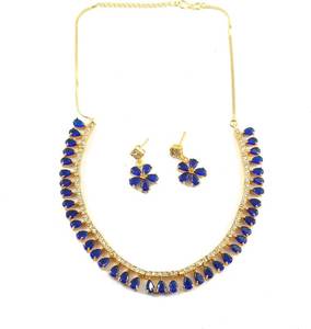 lot 221562 image: JewarHaat Indian Bollywood Necklace Set AD CZ Elegant Gold Plated Multi Stones Sparkling Crystals Choker with Earrings Fashion Jewellery for Women & Girls