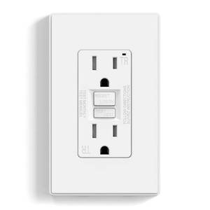 lot 221563 image: ELEGRP GFCI Outlet 15 Amp, Self-Test GFI Electrical Outlet with Thinner Design, TR Tamper Resistant GFCI Receptacle, Ground Fault Circuit Interrupters with Wall Plate, UL Listed, Matte White, 1 Pack