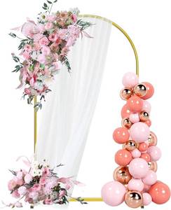 lot 321447 image: 6FT Arch Backdrop Stand, Gold Metal Arch Stand Backdrop Ideal for Weddings, Birthday Parties, Baby Showers,Celebration Decorations