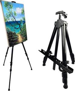 lot 321449 image: Art Painting Display Artist Easel Stand,Ns Jymb Portable Metal Adjustable Easels for Painting Canvases Height from 17 to 66 Inch - Carry Bag for Table-TopFloor Displaying and Wedding Signs - Black