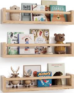 lot 321465 image: G&W Gruwald Nursery Book Shelves, Set of 3, Hanging Bookshelf, Wall Book Shelves for Bedroom Kids, Floating Shelf for Wall, Nursery Decor