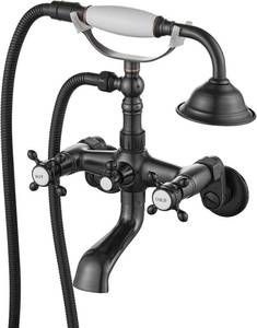 lot 321475 image: Retails for $155 gotonovo Clawfoot Bathtub Faucet Tub Filler with Hand Held Shower Faucet Set Victorian Double Cross Handle 6 Inch Center Adjustable Swing Arms Tub Mount Short Adapter Oil Rubbed Bronze